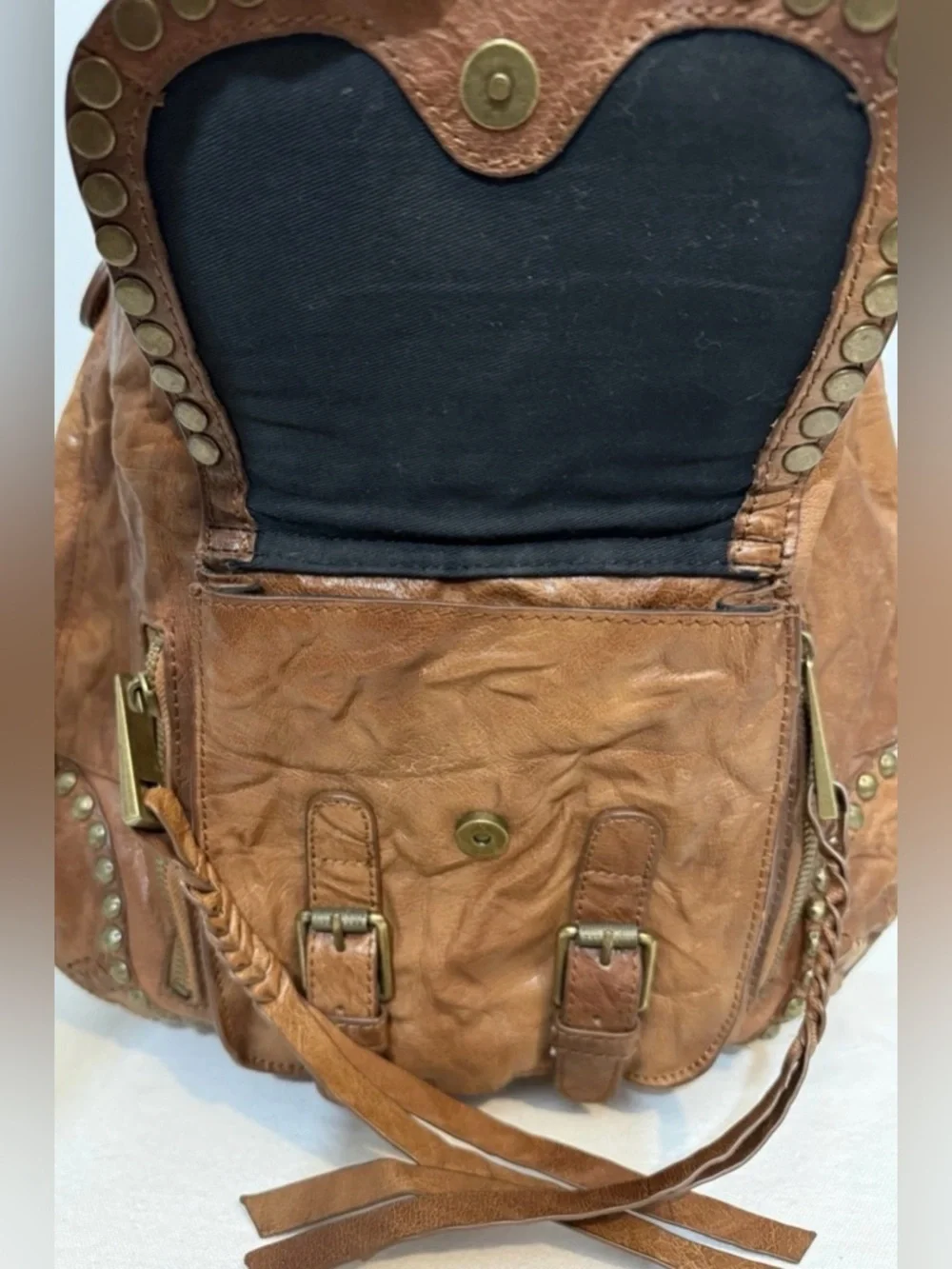 Sam Edelman Tumbled Leather Hobo Shoulder Bag Brown Y2K